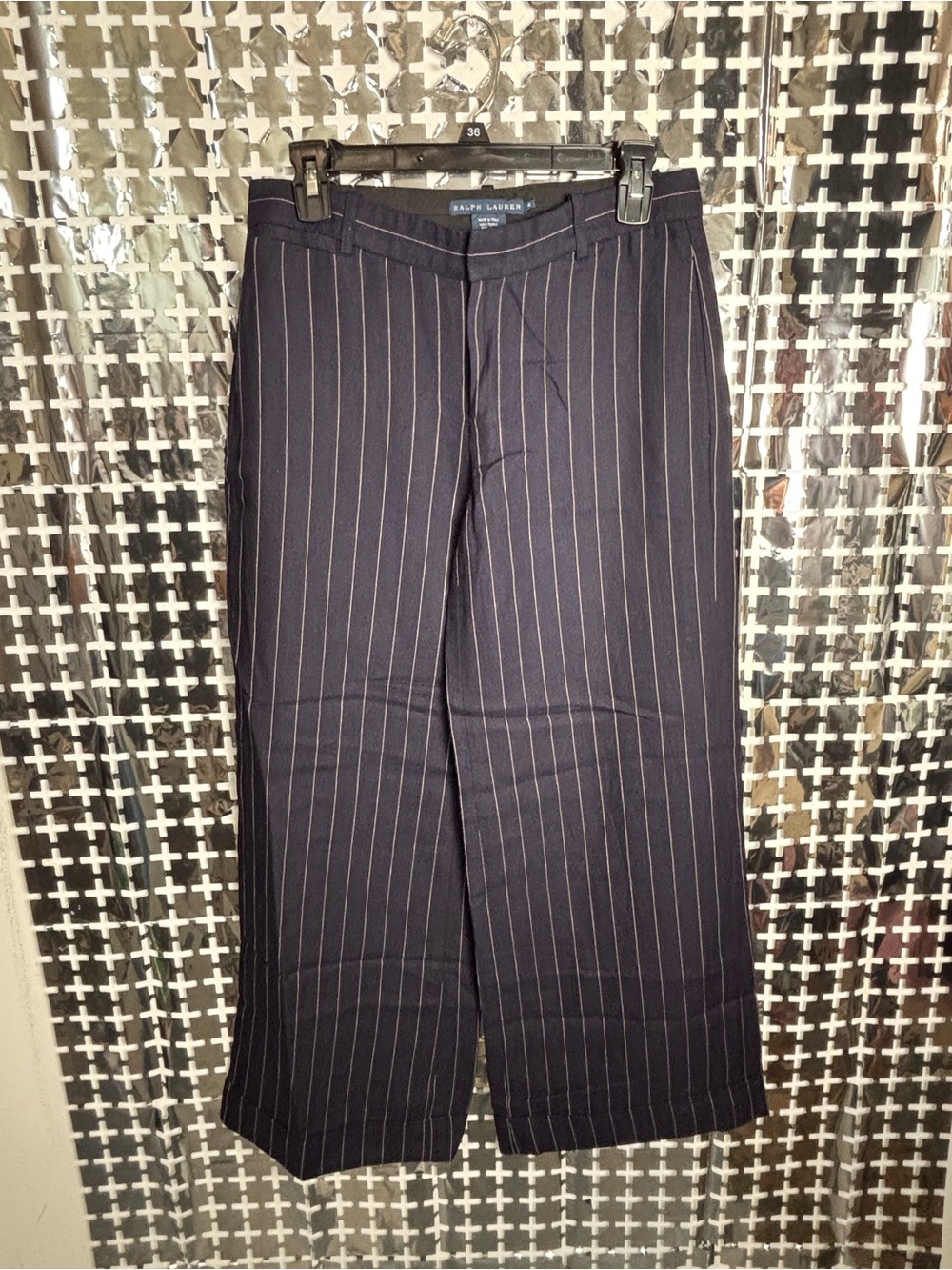 Ralph Lauren Navy Pinstripe Cropped Trousers